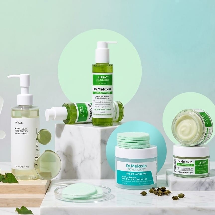 acne set oil cleansing pads cream